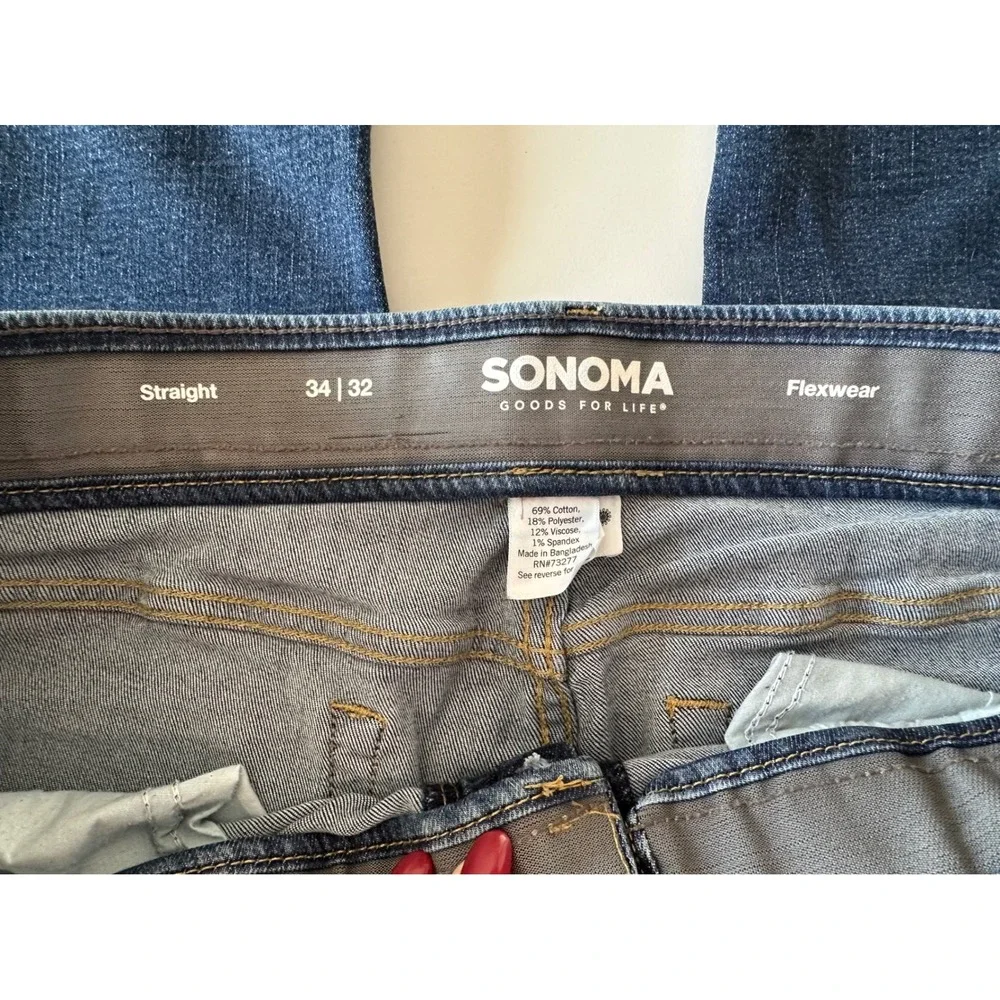 Sonoma Goods For Life Flexwear Straight Leg Jeans Mens 34x32 Medium Wash Denim